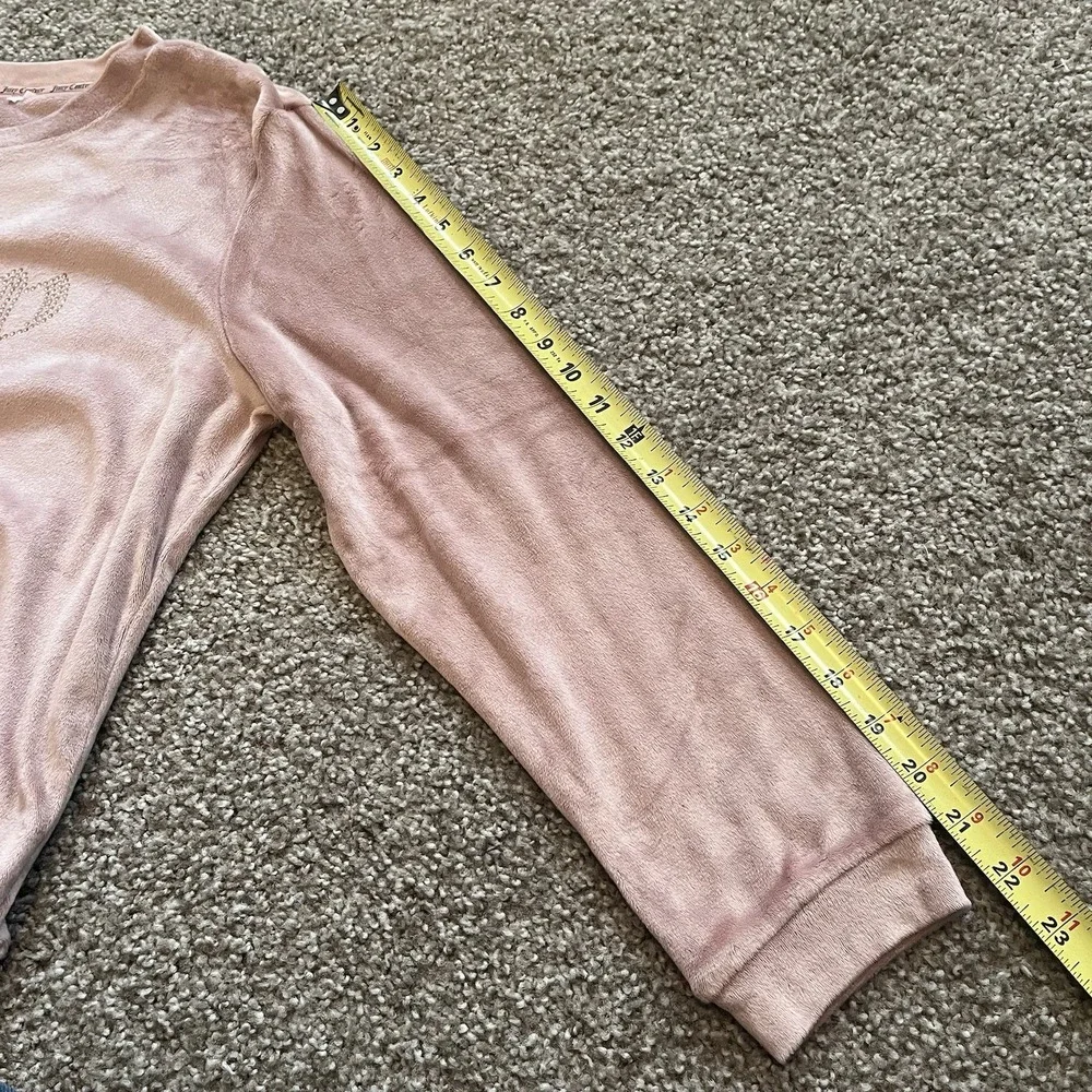 Juicy Couture Blush Pink Velour Bling Top Sleep Shirt Sz L Cozy Loungewear‎ Y2K